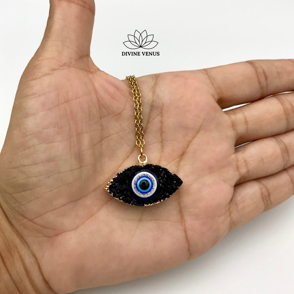 Evil Eye Druzy Necklace | Eye Am Protected Collection by Divine Venus - Picture 5 of 12